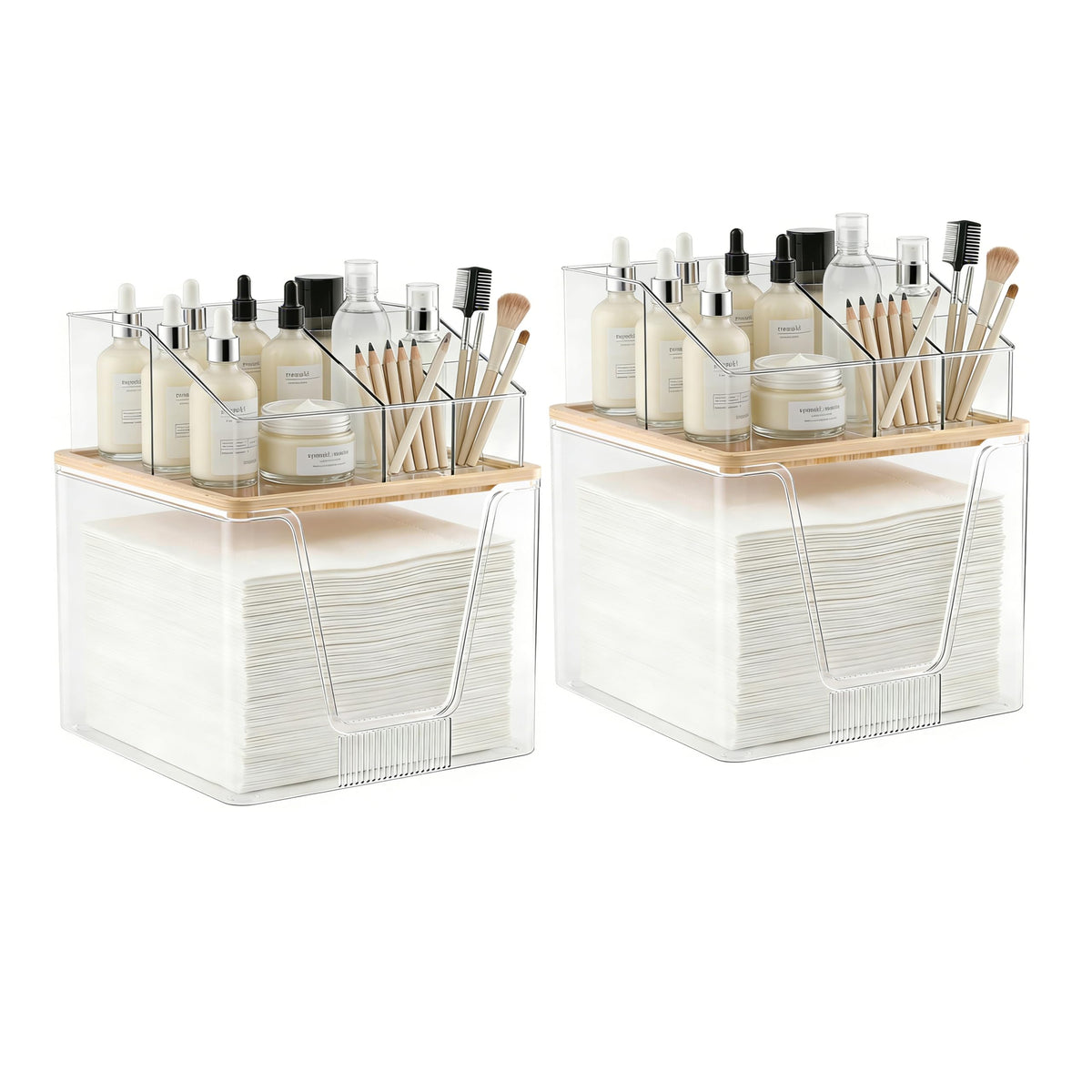 SPOSPO 2 in 1 Disposable Facial Towel Holder and Cosmetic Organizer