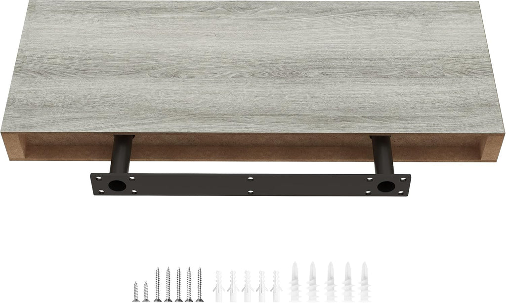 Ballucci Floating Shelf, 36" Hanging Shelf with Invisible Brackets, Wooden Floating Shelves for Walls, Book Shelf, Wall Shelves for Home Office, Bathroom, Living Room, 6 inch Deep, Gray
