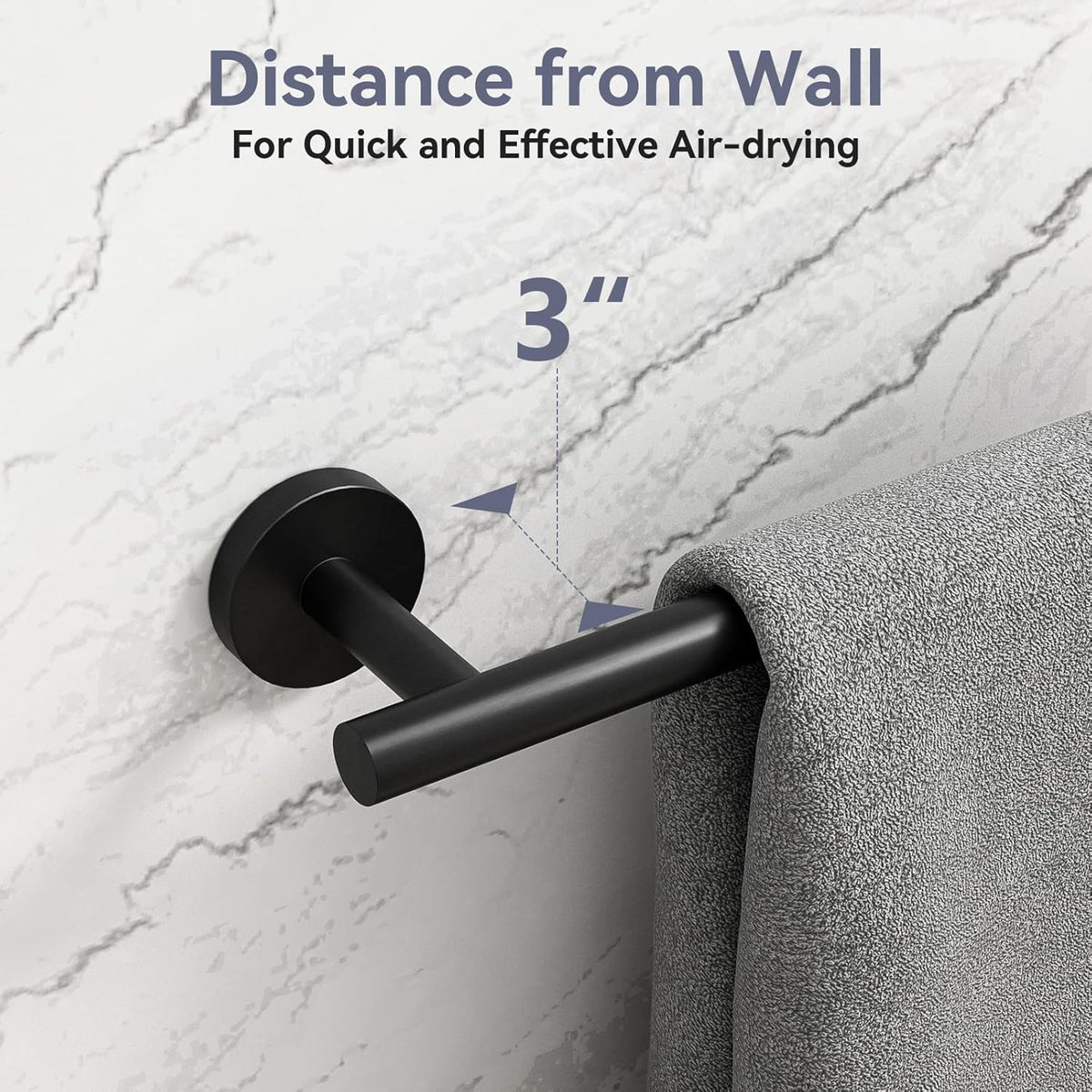 Matte Black Towel Bar, 24 Inch Bathroom Towel Rack