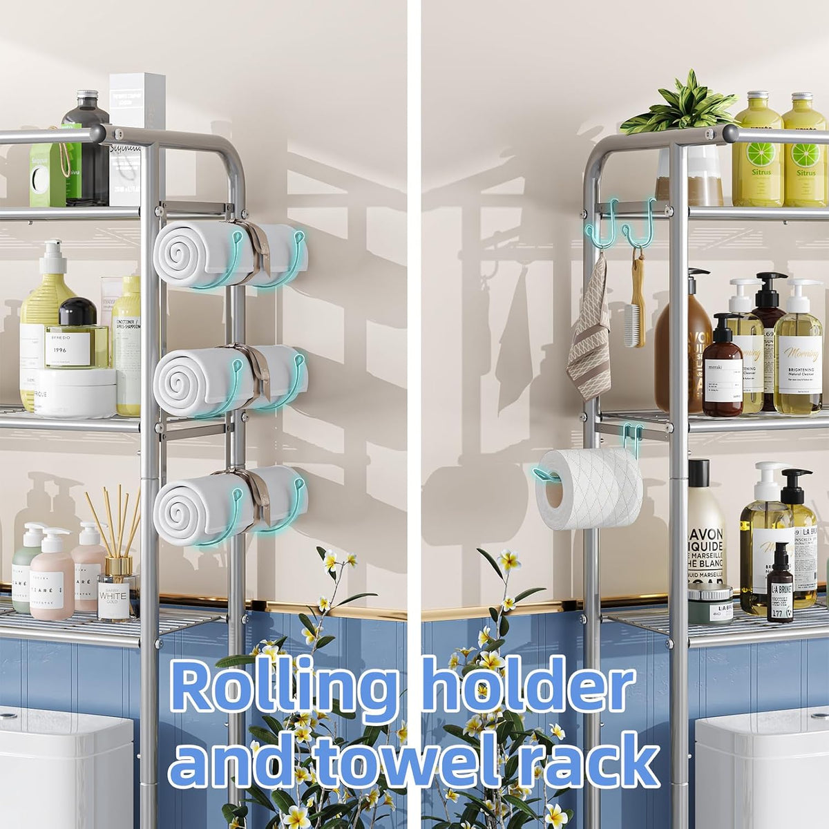 Simple Trending 3 Tier Over The Toilet Rack, Shelf Bathroom, Bathroom Stand Organizer Space Saver, Silver