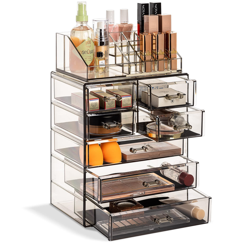 Sorbus Makeup Organizer, 7-Drawer Acrylic 2-Piece Set (Clear)
