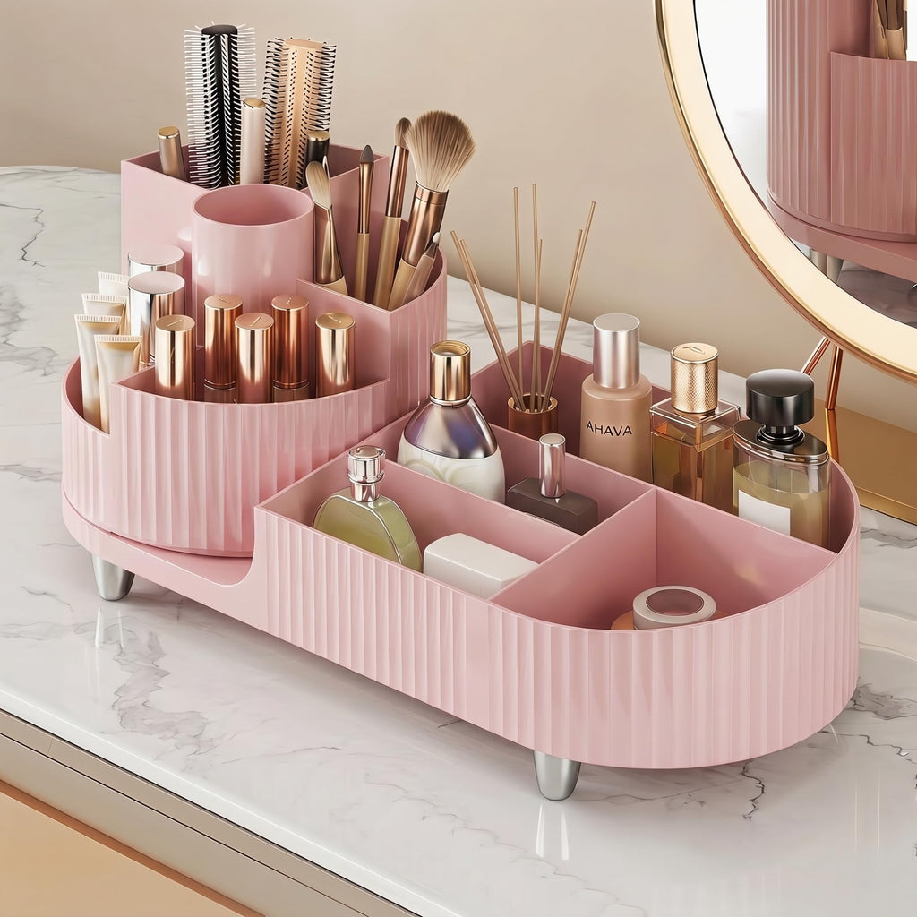 Booklov Rotating Makeup Organizer for Vanity Countertop, Amber