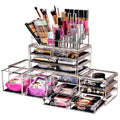Sorbus Large Makeup Organizer - Clear Stackable Jewelry Makeup Organizer for Vanity, Bathroom Storage Display Case - 12 Drawers Cosmetic Beauty Organizers and Storage with Lipstick Makeup Brush Holder