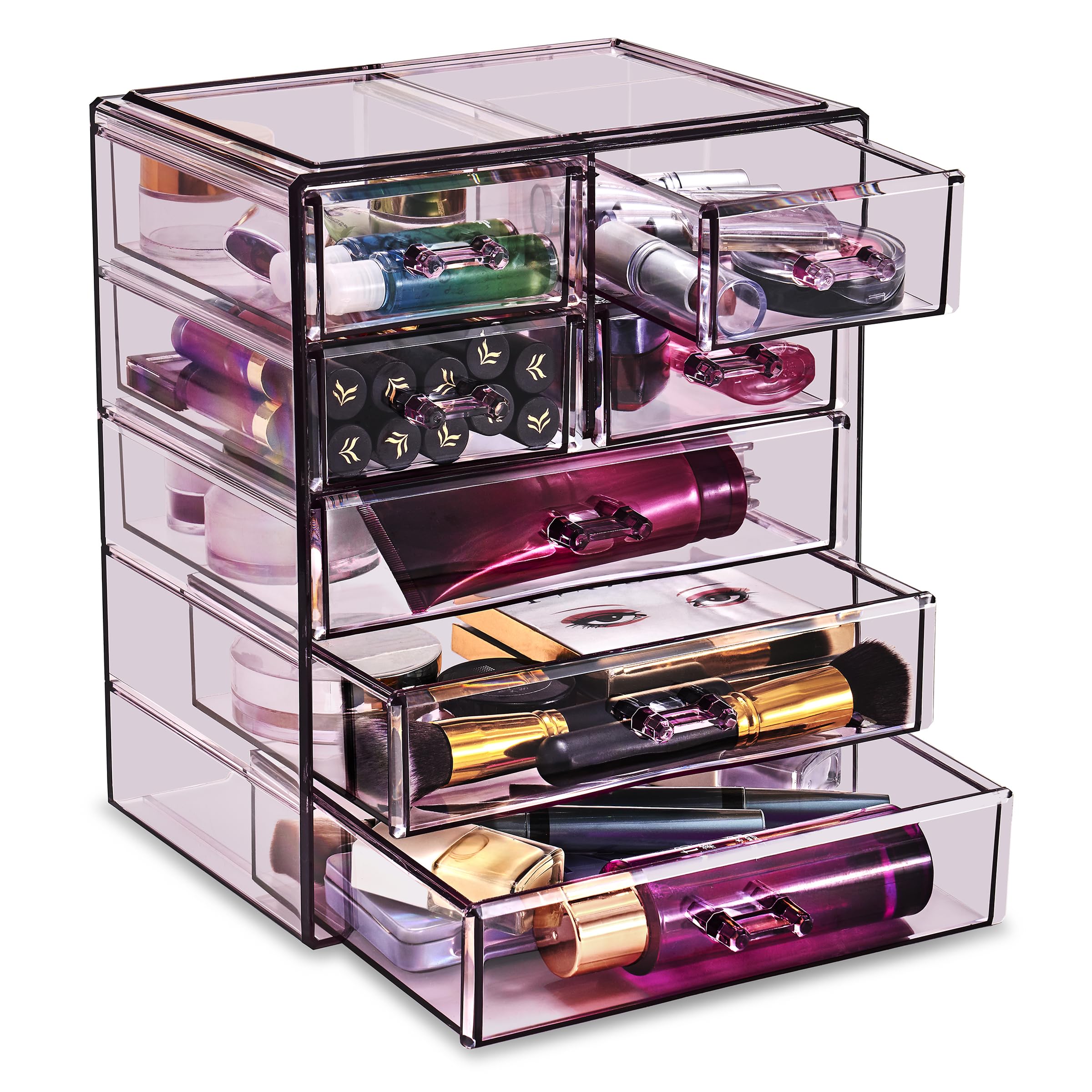 Sorbus 6-Drawer Makeup Organizer with Small & Wide Drawers (Clear)