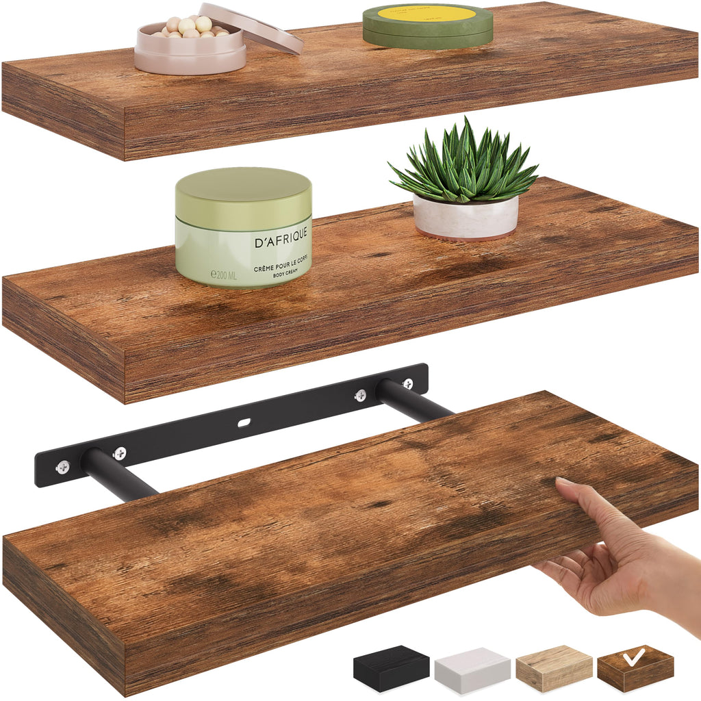 Ballucci Floating Shelf, 36" Hanging Shelf with Invisible Brackets, Wooden Floating Shelves for Walls, Book Shelf, Wall Shelves for Home Office, Bathroom, Living Room, 6 inch Deep, Gray