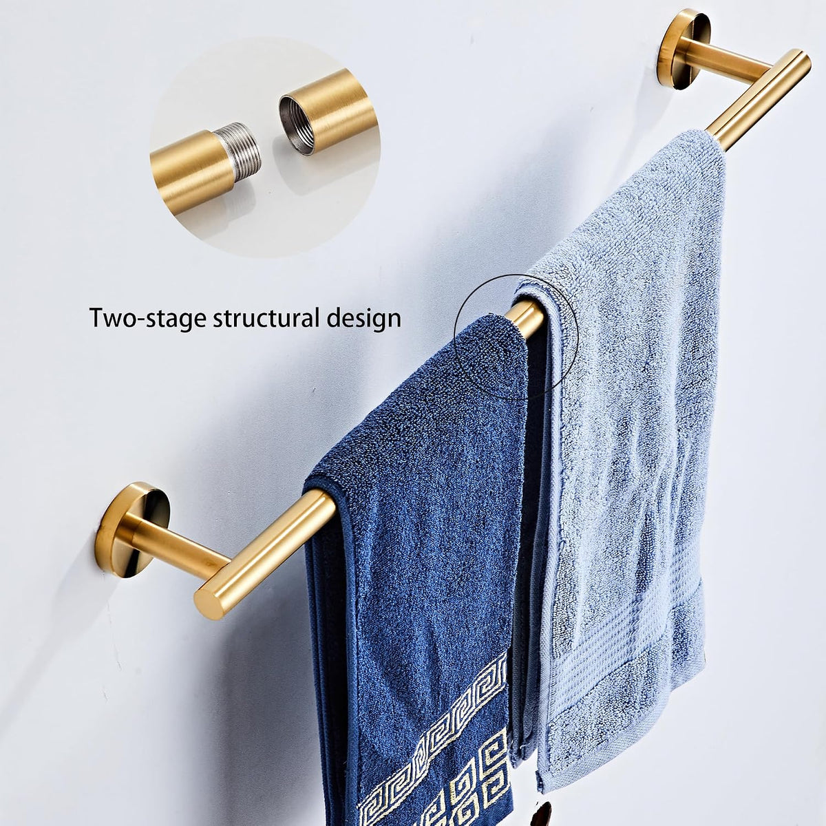 Brushed Gold Bathroom Hardware Set 5 Piece with Towel Racks for Bathroom, SUS304 Stainless Steel Bath Towel Bar Set, 24 Inch Wall Mounted Accessories Kit…