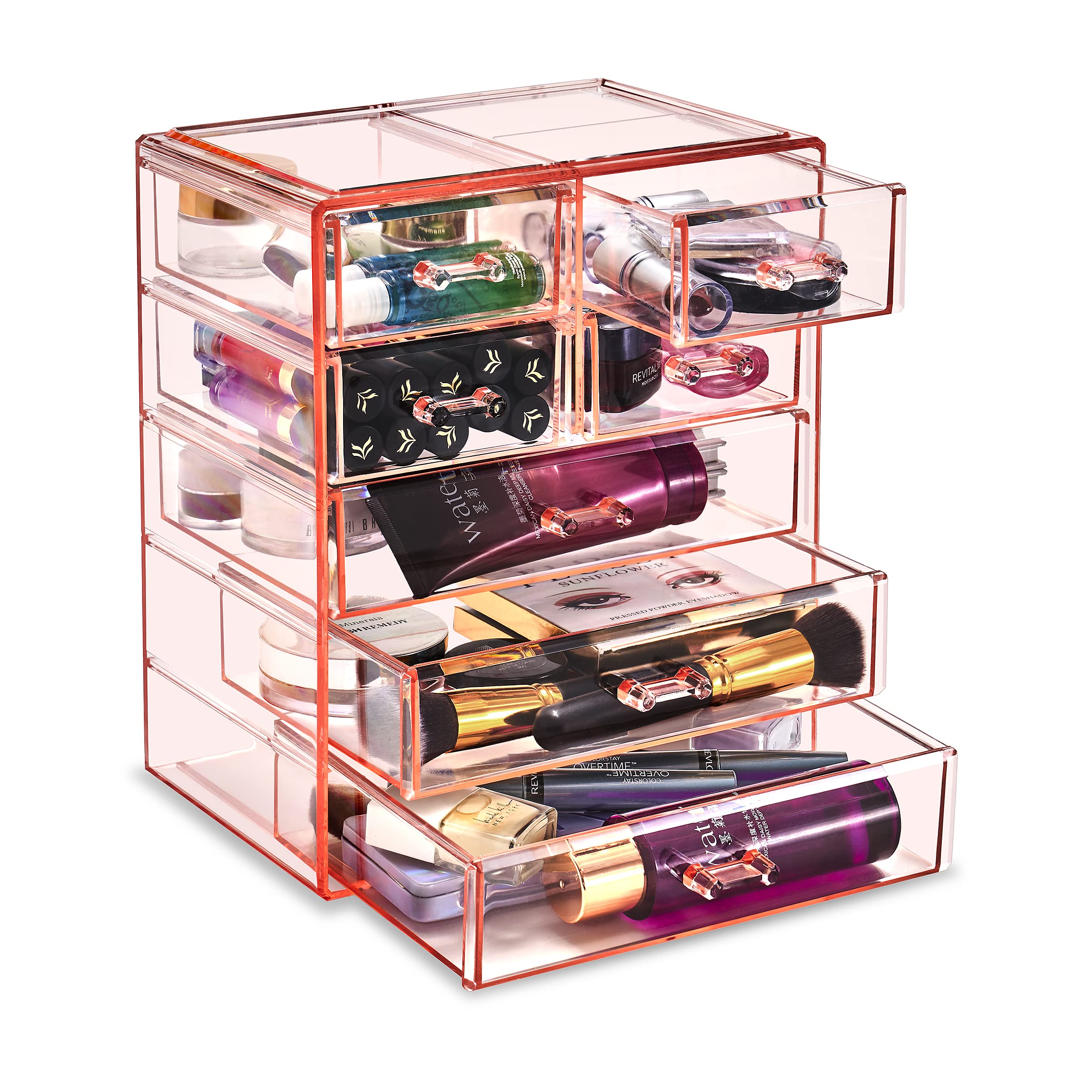Sorbus 6-Drawer Makeup Organizer with Small & Wide Drawers (Clear)